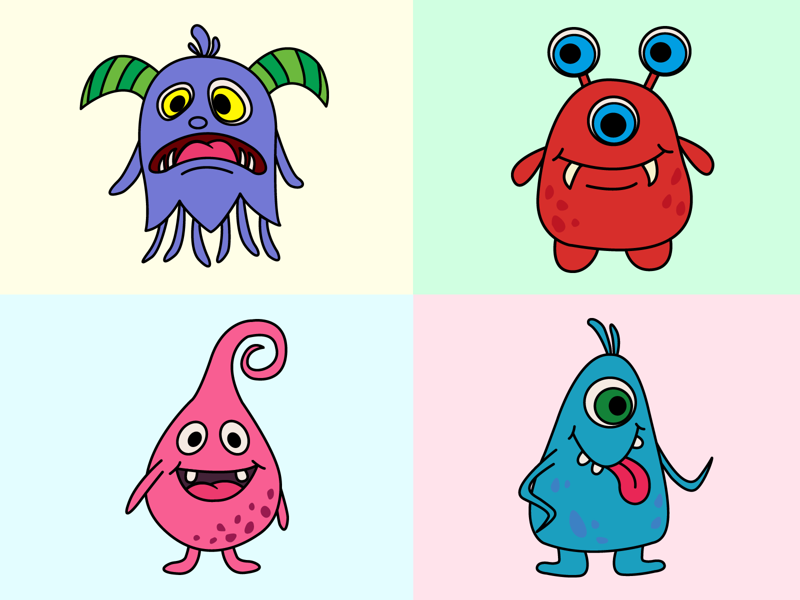 Cute Cartoon Monsters by Yuliia Doronenkova on Dribbble