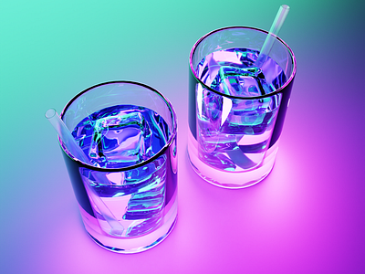 Aurora Drinks (Original) 3d 3d art 3d illustration 3d modeling 3d render alcohol aurora blender blender 3d cyberpunk digital art drink futuristic glass ice cube illustration metaverse neon sci fi stylized