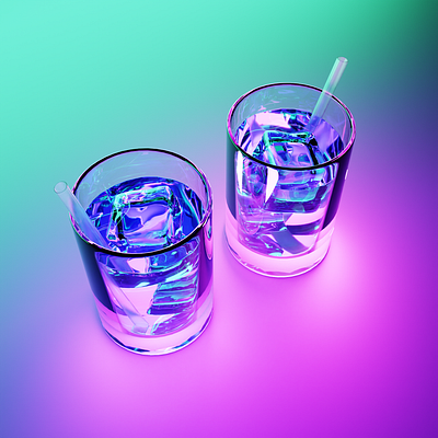 Aurora Drinks (Original) 3d 3d art 3d illustration 3d modeling 3d render alcohol aurora blender blender 3d cyberpunk digital art drink futuristic glass ice cube illustration metaverse neon sci fi stylized