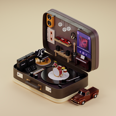 Music case 3d blender design graphic design illustration isometric