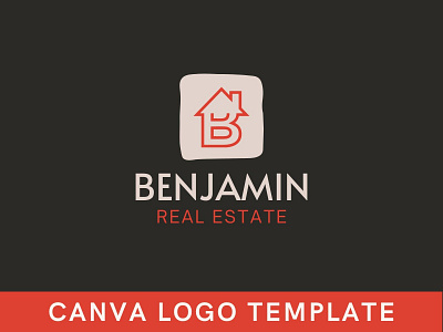 Premade Real Estate B Letter Canva Logo Template b brand identity branding canva design home logo house logo letter logo logo logo design modern logo real estate template