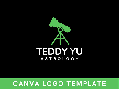 Premade Minimal Telescope Canva Logo Template brand identity branding canva design logo logo design tech logo technology logo template