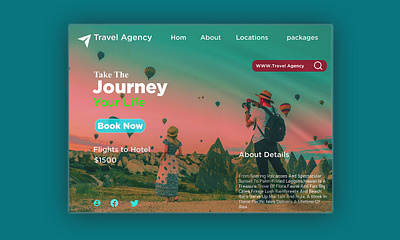 Travel website landing page graphic design logo ui