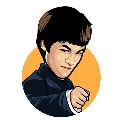 Bruce lee vector avatar art avatar branding bruce lee caricature cartoon design illustration kungfu legend master vector