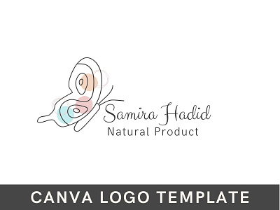 Premade Feminine Butterfly Canva Logo Template brand identity branding butterfly logo canva design feminine logo hand drawn logo logo design template