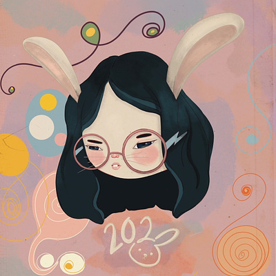 Years of the Rabbit digital illustration drawing illustration kawaii procreate