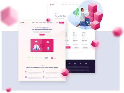 LogDNA Website Design design error logging illustration log management pricing web design