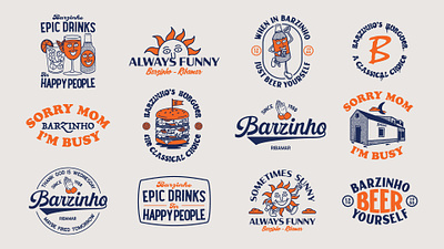 Barzinho Graphics Kit apparel design artwork badge badge design branding character clothing graphics ericeira graphic design illustration logo typography