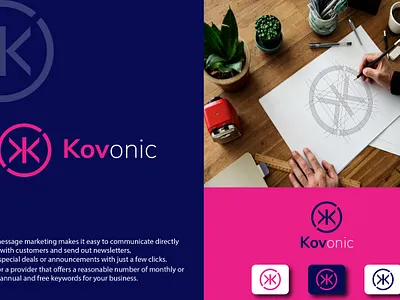 Kovonic Logo Design Presentation banner design branding design graphic design illustration logo logo design minimalist typography ui ux vector
