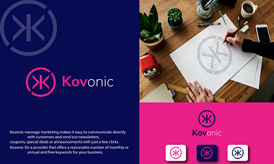 Kovonic Logo Design Presentation banner design branding design graphic design illustration logo logo design minimalist typography ui ux vector