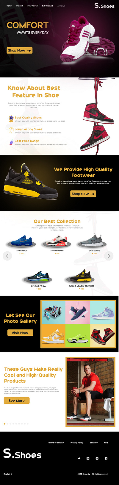 Shoes Web Design figma graphic design illustration landing page design shoes web page ui ux web design web project