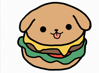 Burger dog design hardwork illustration kawai new