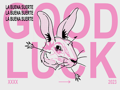 La buena suerte colombia design graphic design hare illustration medellin pink rabbit typography