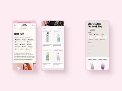 Four Reasons redesign collection design e commerce design haircare homepage navigation shampoo shop shopify ui webdesign