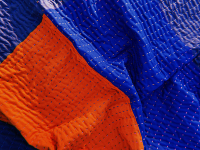 Blue and Orange Quilt color design fabric pattern quilt quilting textile texture