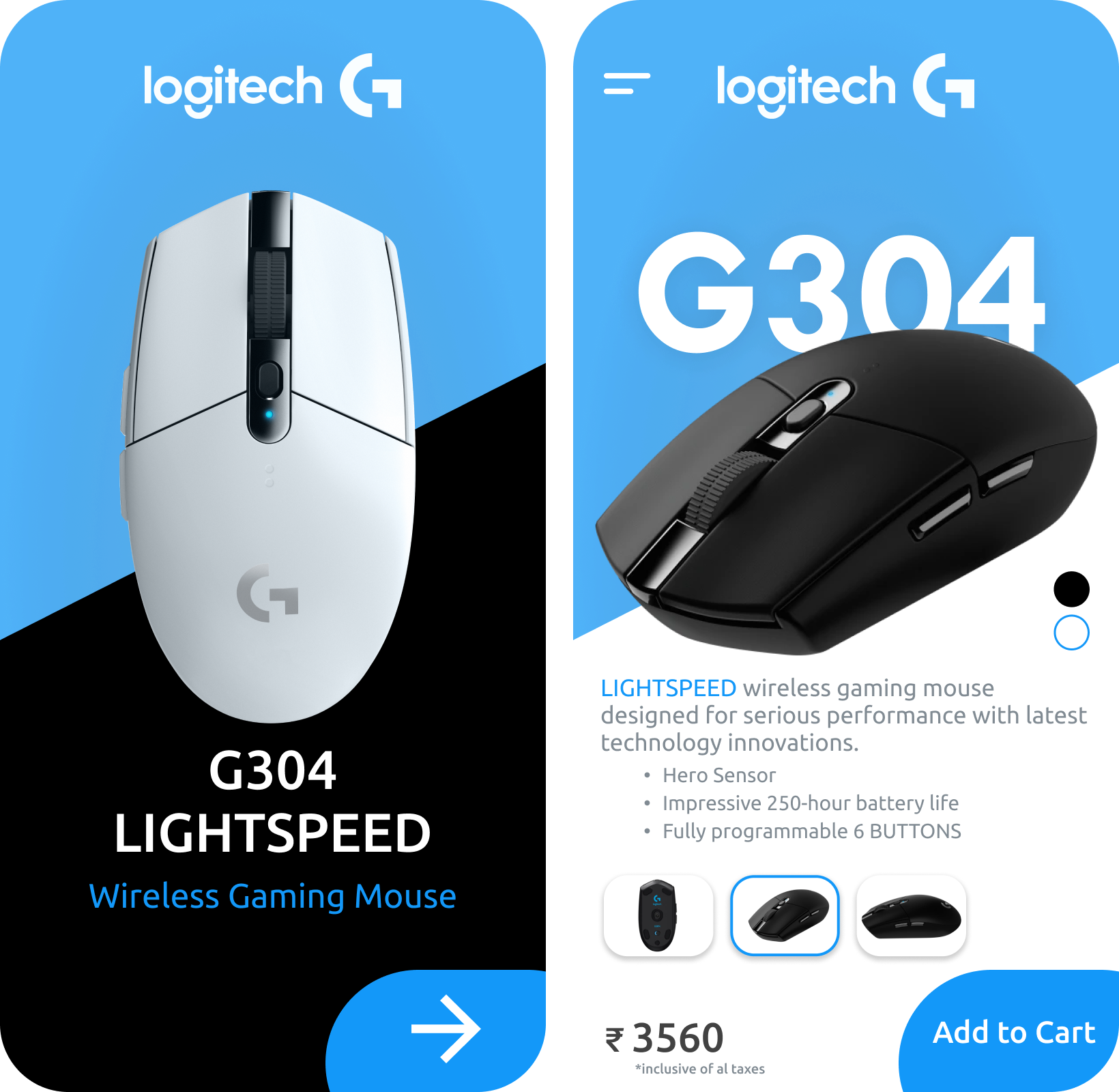 Logitech G304 - Mobile UI Concept by Kumar Lakshya on Dribbble