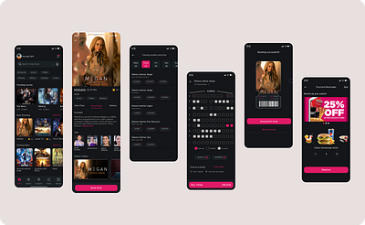 A mobile App for a cinema theatre - cinema app figma mobile app movieapp moviebookingapp uiux