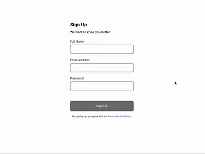 Sign up tooltip animation ui design ux design