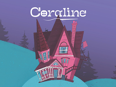 Coraline Illustration book book cover cartoon character design coraline graphic design illustration neil gaiman personal illustration texture the pink house