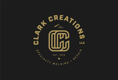 Clark Creations Specialty Welding and Repair logo badge cc clark creations logo repair texas welding