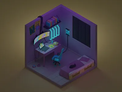 Cyberpunk Brazil - Isometric Room 3d 3d model brasil brazil comission cyberpunk design interior