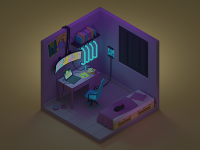 Cyberpunk Brazil - Isometric Room 3d 3d model brasil brazil comission cyberpunk design interior