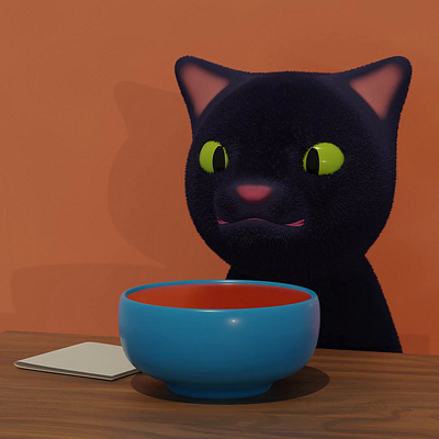 Nekojita 3d animation black blender cat digital art illustration motion graphics neko orange soup
