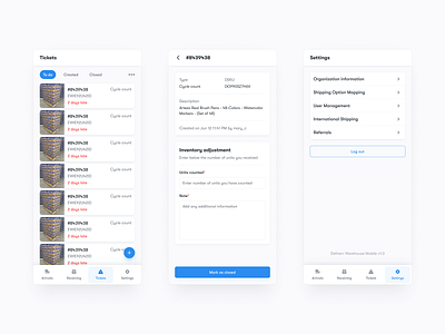 📦 Deliverr - Case Study - Warehouse b2b b2b mobile clean details ios mobile navigation overview settings support tickets ui ux warehouse