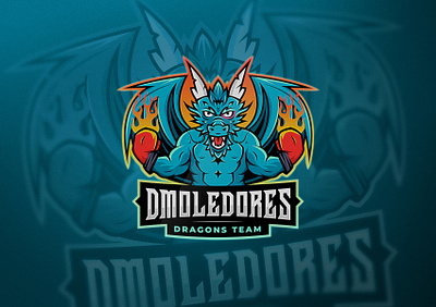 Boxing dragon mascot 🐲 badge box boxing branding character dragon fire illustration logo mascot sport vector