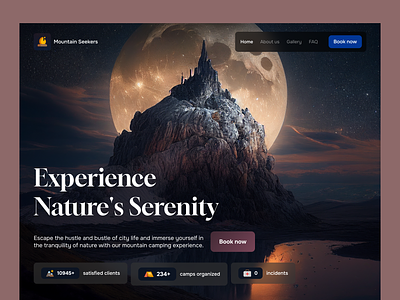 Another experience mountain seekers ai illustration dark ui design hiking natire ui nature ui travel ui ui design web web design web ui webdesign website