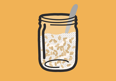 Overnight Oats with Chia Seeds chia seeds design flat illustration mason jar overnight oats vector