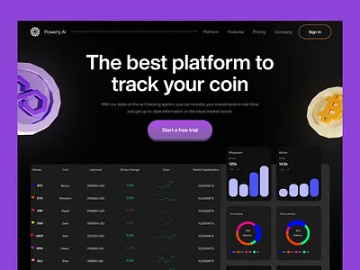 Monitor blockchain investments in real time bitcoin black theme blockchain blockchain coin btc dark interface dark ui design eth ethereum investment web web design web3 webdesign website