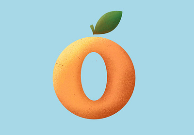 Orange O design flat fruit illustration lettering orange texture vector