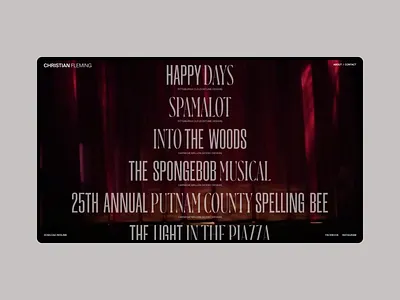 Christian Fleming — Personal Website animation art clean grid home page interaction design interactions minimal portfolio scene theater type typography ui ui design ux ux design video web website