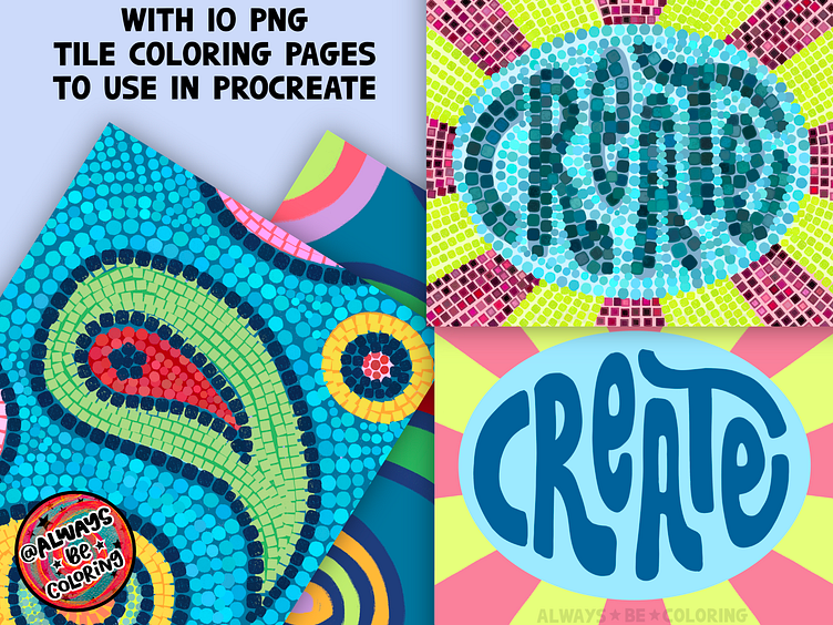 Procreate Mosaic Brush Set by AlwaysBeColoring by Amy Frierson on Dribbble