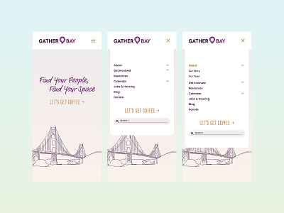 GatherBay Mobile Menu Layout branding design graphic design ui web design