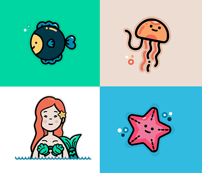 Under the Sea 🐙 🐚 🌊🧜🏽‍♀️ branding design graphic design illustration logo ui ux web design