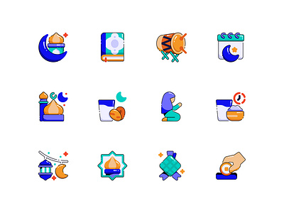 Ramadan Cartoon app icon buttons design eid flat icon icon icon designer icon set illustration ramadan ui