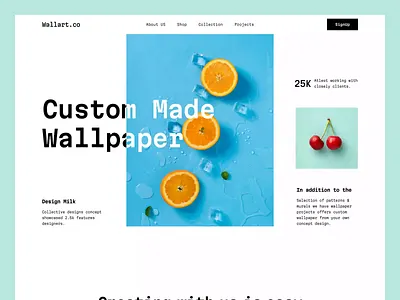 Wallart landing page design agency artificial intelligence ecommerce gallery image landing page landing page design minimal photo photo generator stock image ui user interface ux web design website