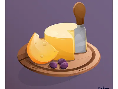 Wooden plate with cheese background banner cartoon cheese cooking design food graphic design icon illustration sign vector