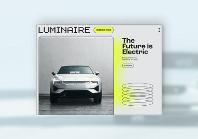 Day 67 - Luminaire Hero section electric car landing page sustainability web design