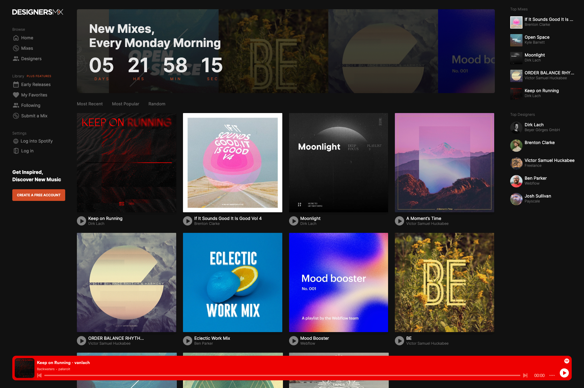 Designers.MX dark designers.mx music ui website