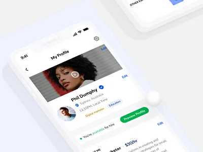 A completed freelancer profile app clean figma figma design freelance job finder minimal profile remote simple ui ui design user experience white