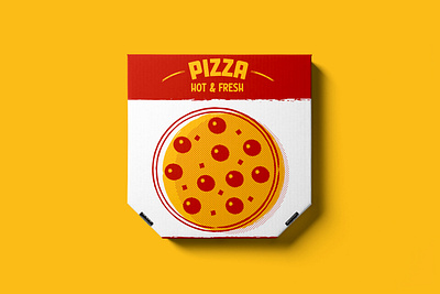 Generic Pizza Box box pepperoni pizza pizza box red and yellow retro style
