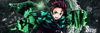 demon slayer *green* banner 3d banner branding demonslayer gfx graphic design tanjiro