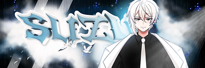 foggy blue anime banner graphic design
