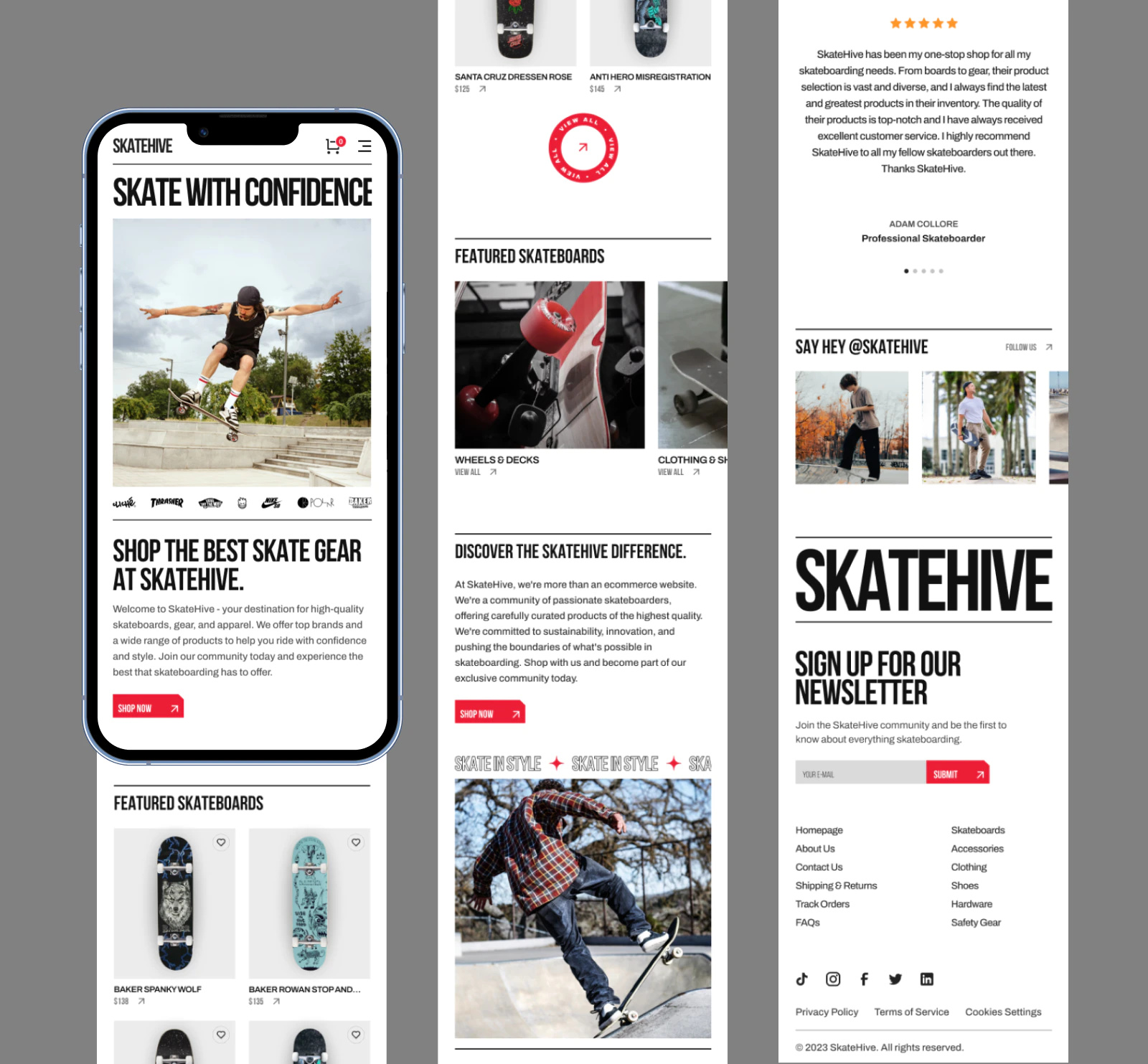 Mobile Responsive | Skateboard Ecommerce Website clean ui homepage landing page minimal shop skate skateboard skateboard ecommerce skateboard landing page skateboard website skateboarding sports store ui ui design website website design