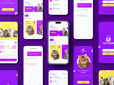 UI/UX & CAT CARE WEBSITE animale care mopile app app creative figma freelance graphic design landing page ui ux wepsite xd