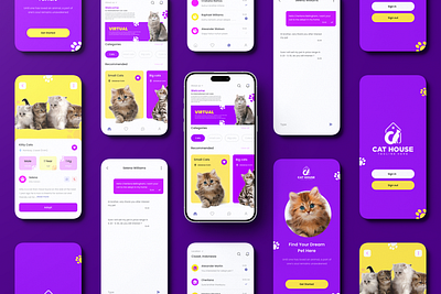 UI/UX & CAT CARE WEBSITE animale care mopile app app creative figma freelance graphic design landing page ui ux wepsite xd