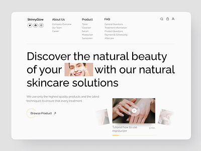 SkinnyGlow - Skincare & Cosmetic Product (Hero) clinic skincare concept figma graphic design hero homepage landing page skin treatment skincare ui user interface
